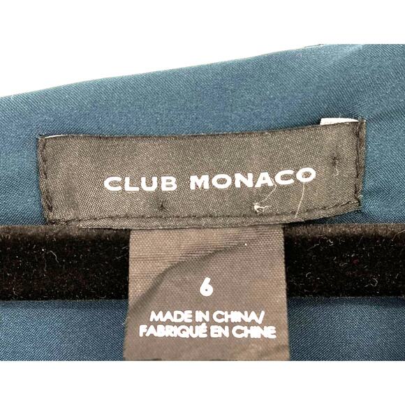 Club Monaco Blue Teal Square Neck Archmand Mini Dot Shift Dress Womens Size 6 - Picture 6 of 7